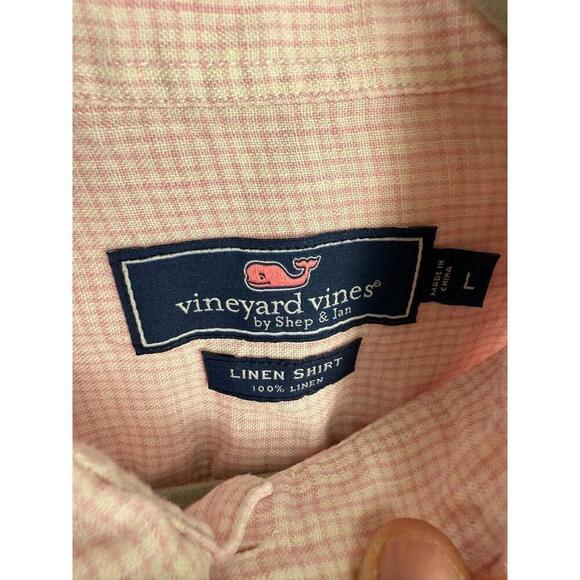 Vineyard Vines Men’s Size 100% Linen Shirt Pink Long Sleeve Large - Picture 2 of 6